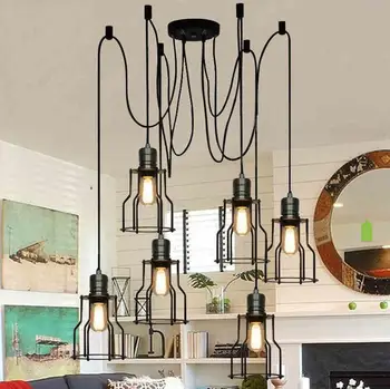 

Loft Industrial Vintage Edison Bulb Pendant Light Living Room Bedroom Metal Frame Lamparas Lustre E27 110-240V
