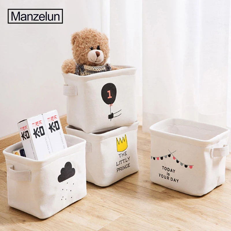 

Cotton Linen Desktop Storage Basket Sundries Case Cosmetic Organizer Toy Storage Box Jewelry Stationery Container