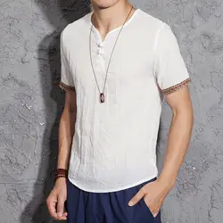 Мужская рубашка Новый китайский стиль чистый цвет рукава простые ретро льняные рубашки рами хлопковая одежда Прямая поставка Горячая