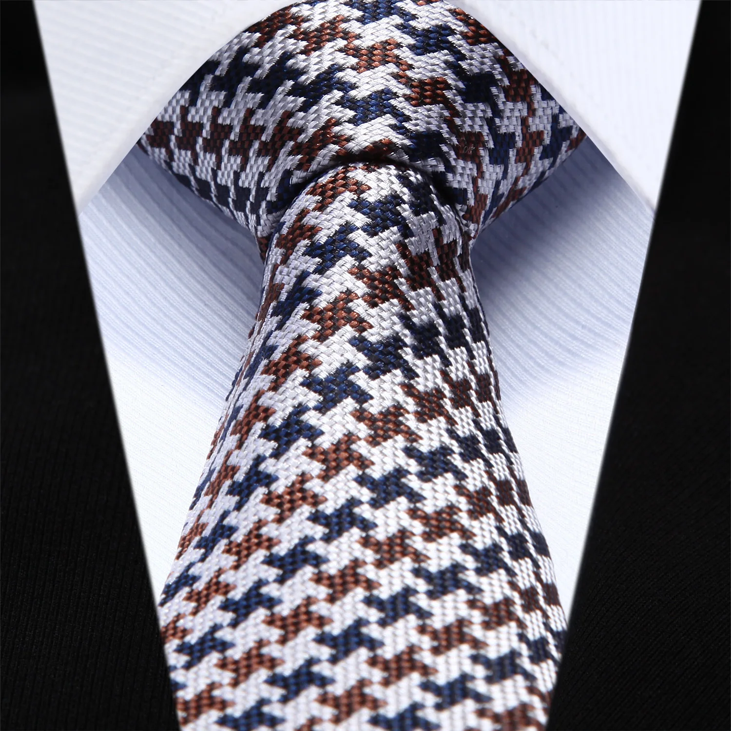 wheat brown and blue tie