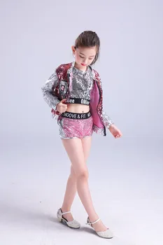 

New Style Sequin hip-hop Dance modern Kids Dance Competitions Performance Stage Clothing Children Dance Costume Jazz Wear