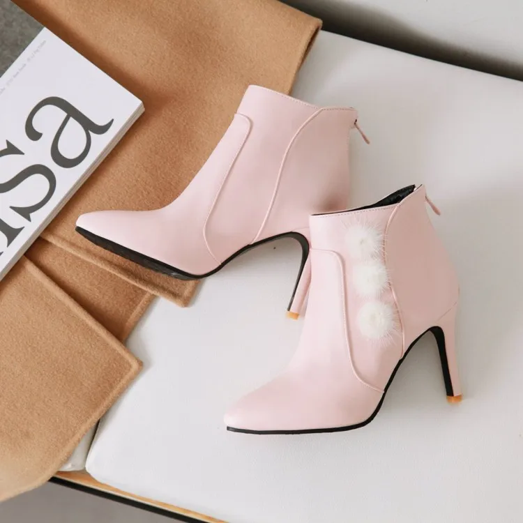 

Big Size 9 10 17 boots women shoes ankle boots for women ladies boots Fine with pure color hairbal