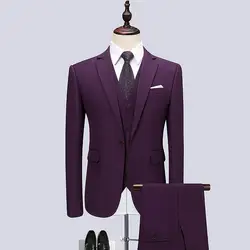 Для мужчин s 3 предмета Фиолетовый костюм жениха Свадебные костюмы-смокинги для Для мужчин Бизнес деловой костюм Homme 5XL 6XL Для мужчин s