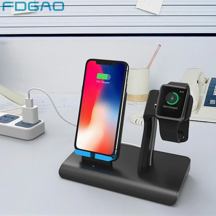 FDGAO Qi Беспроводное зарядное устройство 10 Вт для iPhone 11 XS Max XR X 8 Samsung S10 S9 2 в 1 Usb
