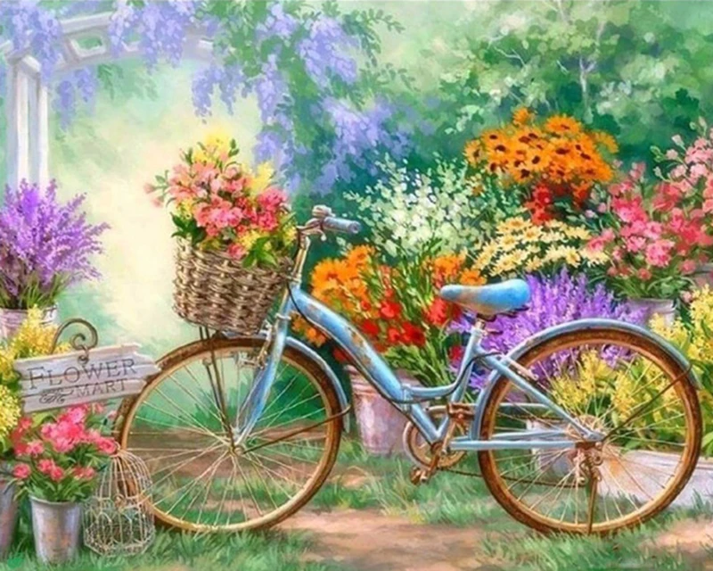 

Diamond Embroidery Flowers Bike Cross Stitch 5D Diamond Mosaic Painting Full Square Sale DIY Rhinestones Pattern Paintings