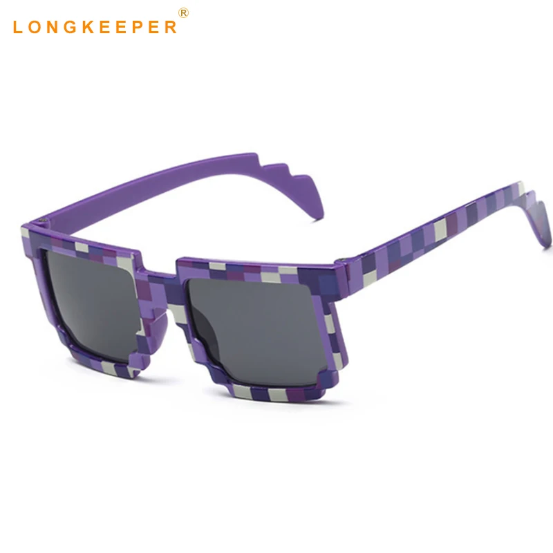 Longketter винтажные квадратные новые мозаичные солнцезащитные очки унисекс солнцезащитные очки модные очки с футляром детский подарок