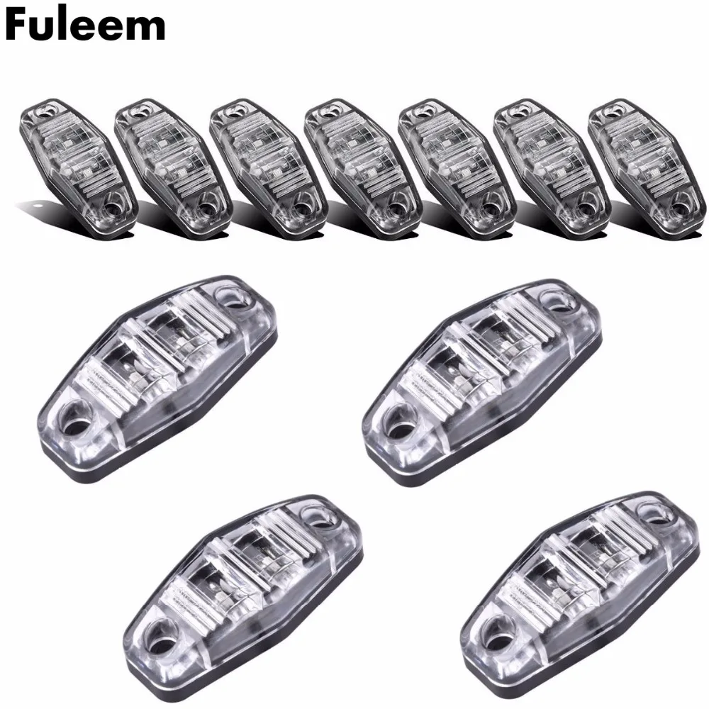 

Fuleem 10PCS 2.5"inch LED White Truck Trailer Surface Mount Clearance Side Marker Light Lamp 12v 24v Waterproof