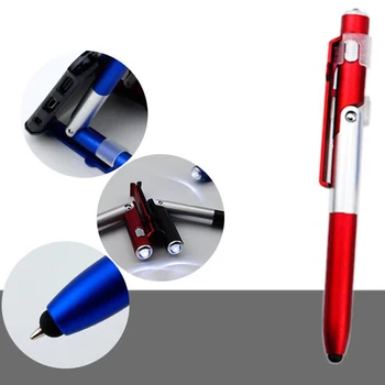 

1PCS Multifunctional Toy Ballpoint Pen Four-In-One Folding Light Pen Mobile Phone Holder LED Light Capacitor Ball Pen Child Gift