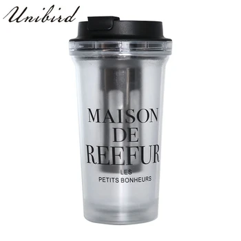 

Unibird Double Plastic Brief Alphabet Coffee Mug with Infuser Lemon Juice Tea Mug Water Cup Creative 400ml Drinking Container