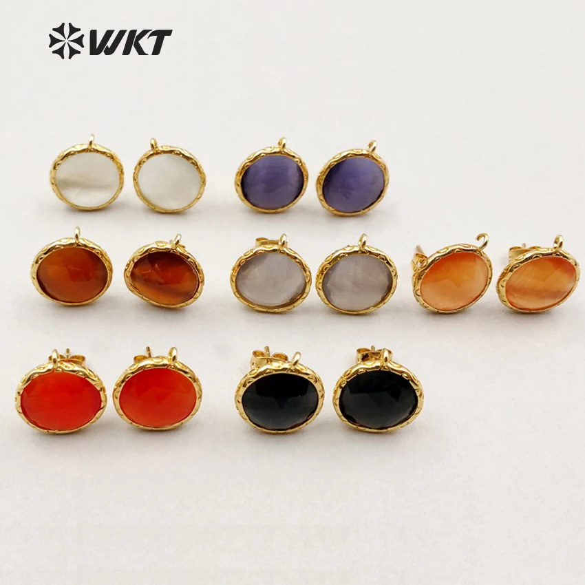 Jf170 Beautiful Cat Eyes Studs Earring Finding With Best Pure Gold