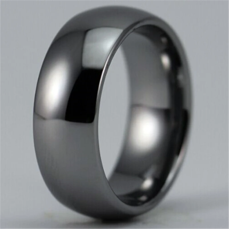 Горячая распродажа 8 мм ширина блестящее серебряное Куполообразное заказное кольцо пустое кольцо Новое мужское модное вольфрамовое обручальное кольцо