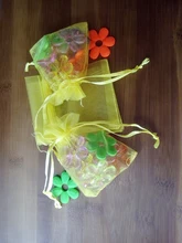 300 unids amarillo del regalo del organza bolsas 13×18 cm bolsos de fiesta para las mujeres evento casarse bolso de Lazo de Exhibición de La Joyería bolsa de Bolsa de accesorios de bricolaje