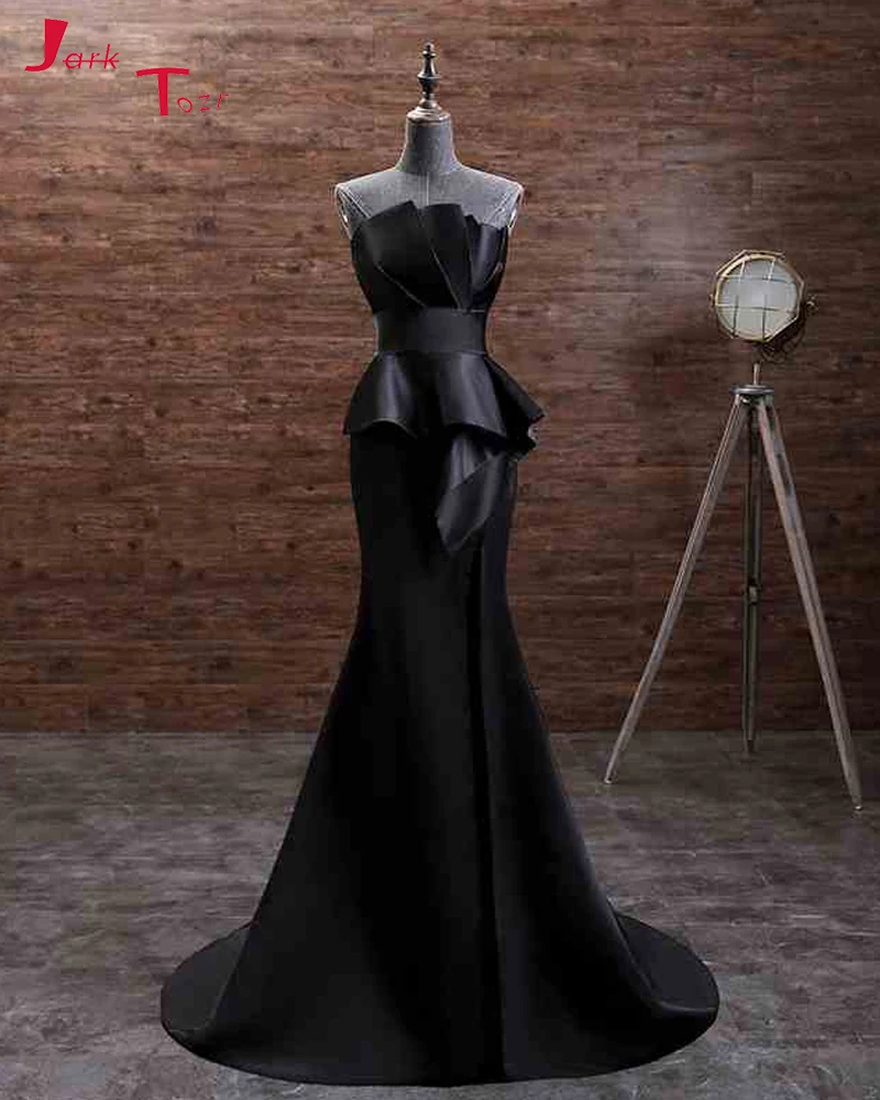 

Jark Tozr Custom Made Off the Shoulder Mother of the Bride Dresses 2019 Black Satin Simple Vestido de Madrinha Evening Party