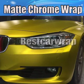 

satin matte chrome gold Vinyl wrap with air bubble free vehicle wrap covering Foil PROTWRAPS 1.52x20m