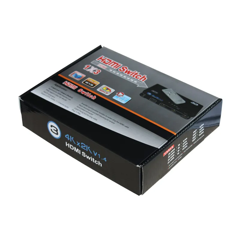 4k HDMI интерфейс Поддержка 3D эффект видео коммутатор 3 в 1 выход для светодиодного