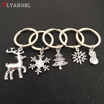 

Fashion Jewelry Christmas Gift Elk Snowflake Snowman Doll Bell Jingle Christmas Tree Keychain Alloy New Year Car Keyring