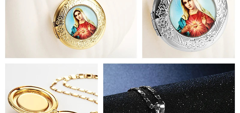 CWEEL Necklaces&Pendants Jesus Geometric Boho Long Necklace Photo Lockets Women Chain Wedding Large Bohemian Statement Necklace (2)
