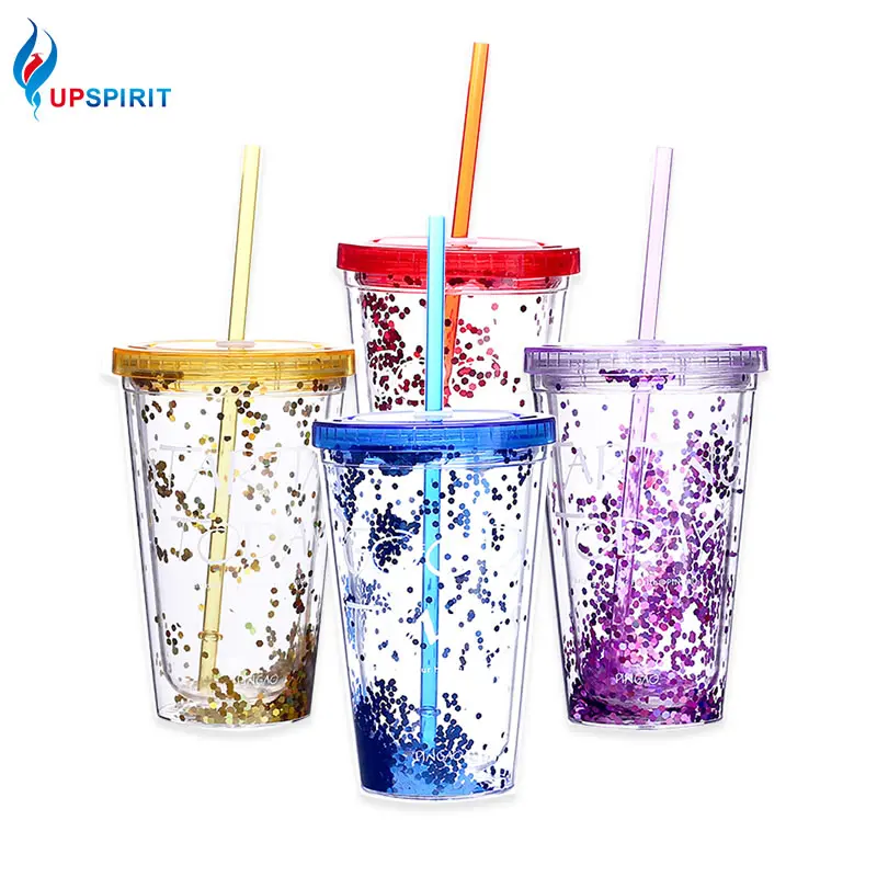 

Upspirit 450ML Starry Water Bottle with Straw PC Bling Wall Sports Water Bottle Outdoors Travel Coffee Drinking Glasses