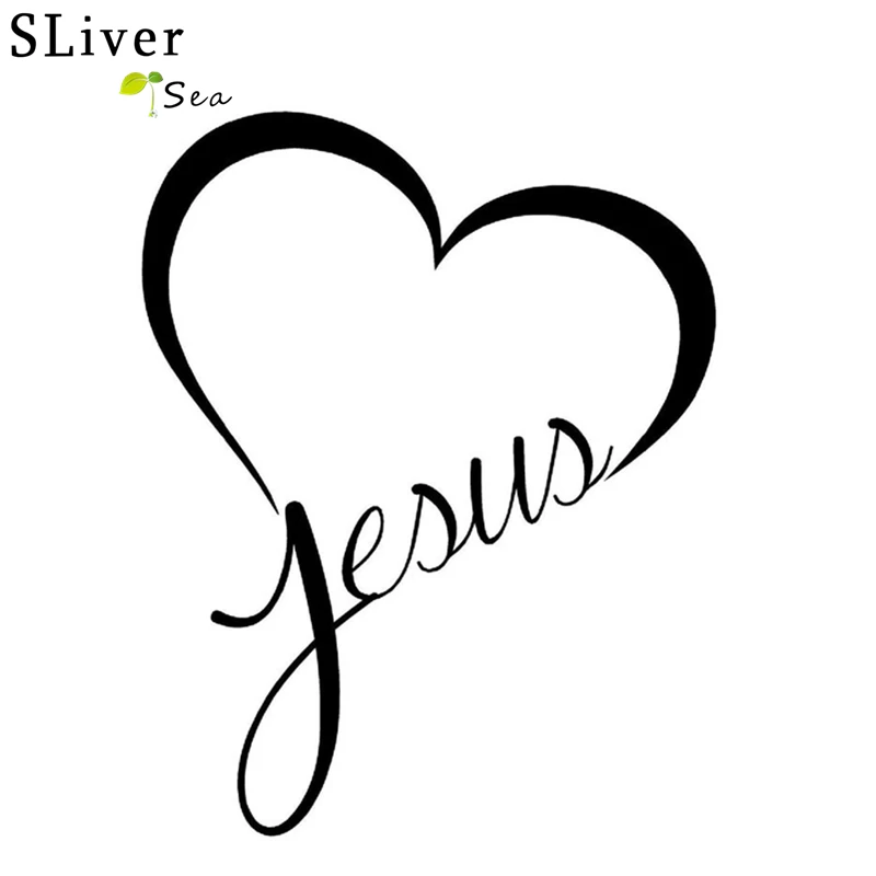 

SLIVERYSEA Jesue Heart Christian Car Sticker Automobiles Window Bumper Reflective Sticker Decals Auto Decoration Accessories