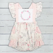 Одежда для малышей; летний цветочный комбинезон без рукавов; комбинезон с оборками; бутик для маленькой девочки; комбинезон; платье GPF902-477