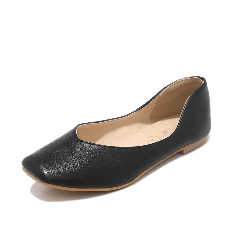 MoonMeek/новая обувь размера плюс 34-47; женская обувь на плоской подошве с квадратным носком; Женская Повседневная Удобная обувь на плоской подошве; - Цвет: Черный