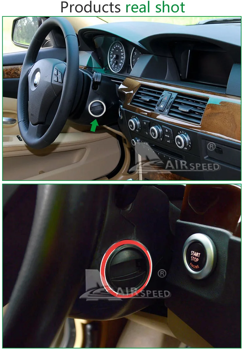 Airspeed for BMW E60 2008-2010 Car Ignition Keyhole Ring Trim Metal Interior Decorations 5 Series Accessories Car Styling (5)