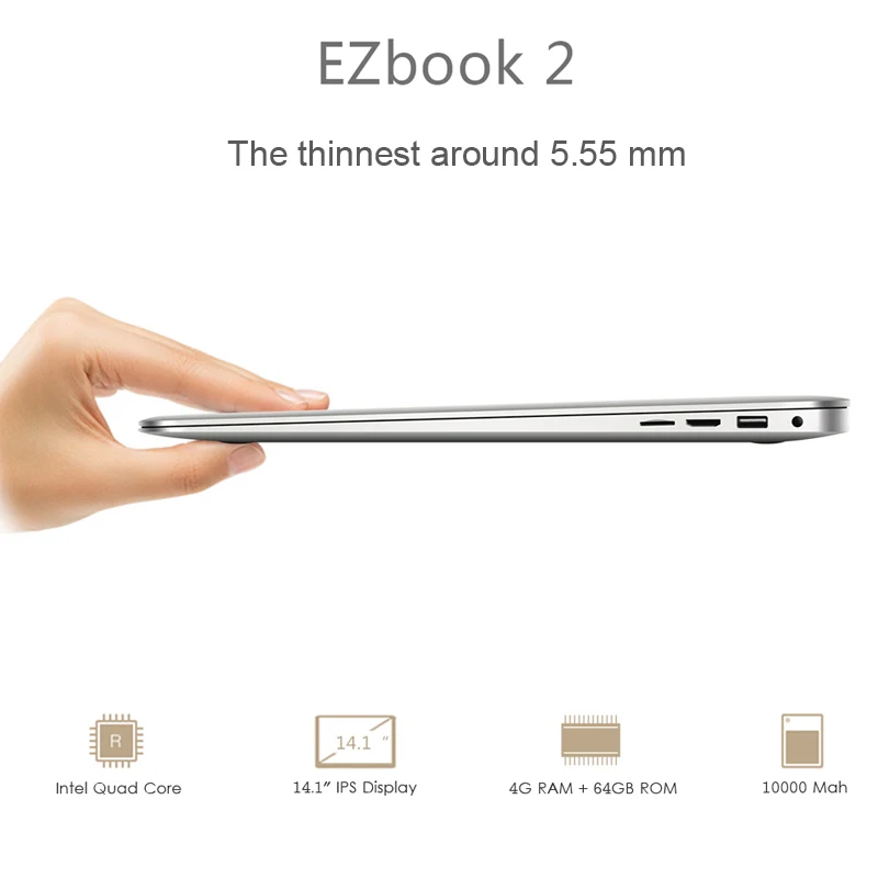 Джемпер ezbook 2 A14 14.1 дюймов ноутбук Windows 10 Ultrabook 1080 P FHD ноутбук ultra slim Intel вишня Taril z8350 Wi-Fi