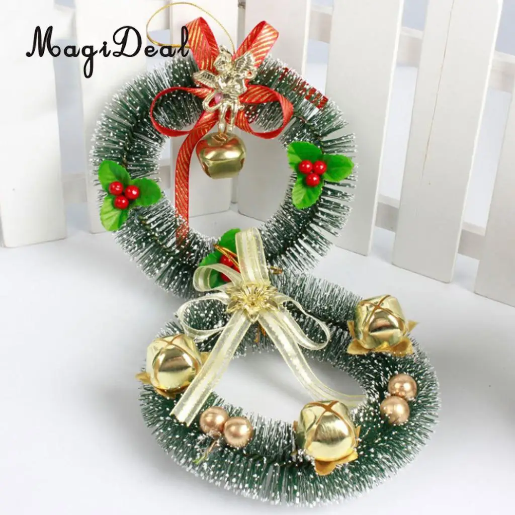 Artificial Needle Pine Tree Wreath Ring Bell Garland ...