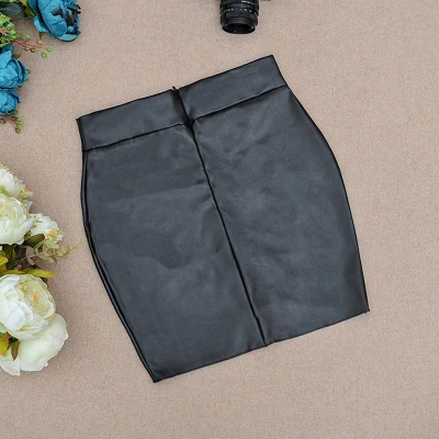 Сексуальная Женская облегающая юбка, высокое качество, юбка из искусственной кожи, короткая мини-юбка с разрезом сбоку на молнии, черная Клубная юбка Saias Faldas - Цвет: black