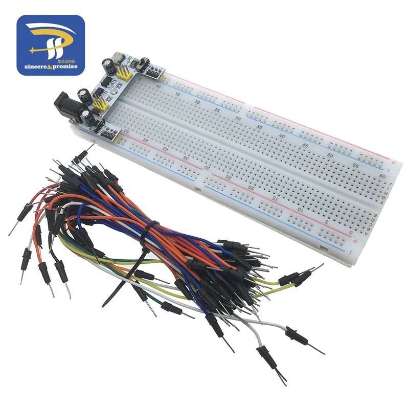 Белый 3,3 В/5 В MB102 макетный модуль питания+ MB-102 830 точек Прототип Хлеб доска для arduino комплект+ 65 перемычек