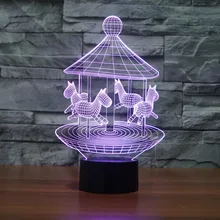 Откручивающейся крышкой с рисунком милой лошадкой и usb 3d настольная лампа напрямую USB Новинка Touch очаровательной лошади лампа 3D затемненный ночной Светильник