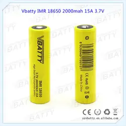 Vbatty IMR 18650 2000 мАч 15A 3.7 В Аккумуляторная высокого стока литий-ионный аккумулятор с кнопки сверху (1 шт.)