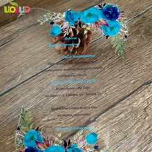 Горячее акриловое приглашение на свадьбу с голубым цветочным принтом свадебные приглашения, акриловая печать на заказ wordings свадебные пригласительные открытки