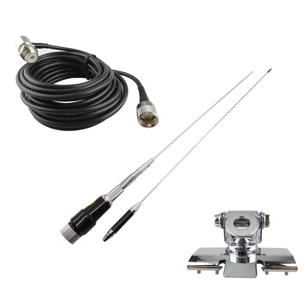 

UV Dual Band Mobile Radio Antenna Three Piece Suit,Diamond Antenna + Nagoya Mount Car Clip Edge + 5 Meters Feeder for Any Car