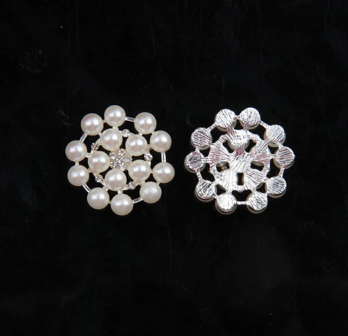 Wholesale 24mm Pearl Rhinestone Buttons Metal Pearl Buttons For Flower ...