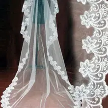 Модные 1 слой собор Фата с блестками, с кружевами, с вуалью, туфли на шнурках для невесты свадебные 3 м Длинная фата