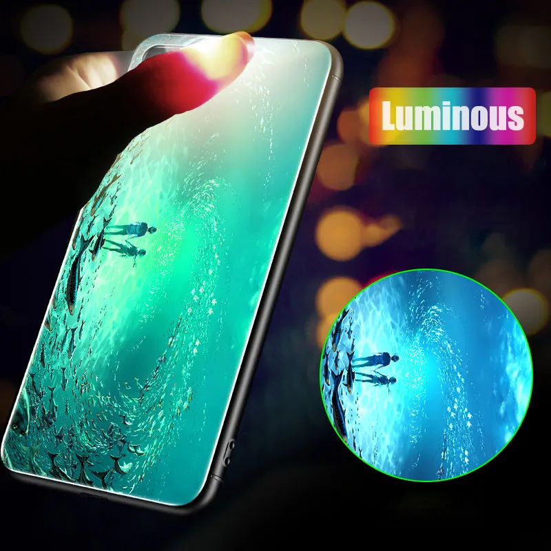 Luminous Glass Phone Case For Huawei HONOR 8X 8C 6X 7X 7C V9 9 Lite 9i 10 lite Note 10 Meteor Shower Night Shine Glass Cover (4)