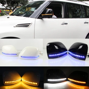 

Car Side View Mirrors Mirror LED Turn Signal Lamp DRL Daytime Running Light For NIssan Patrol Armada Y62 Accessories 2017 2018