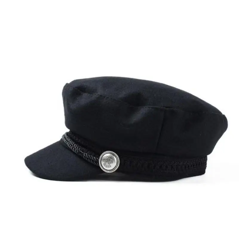 COKK Winter Hats For Women Men Octagonal Cap Wool Button Baseball Caps Sun Visor Hat Gorras Casquette Touca Black  Casual