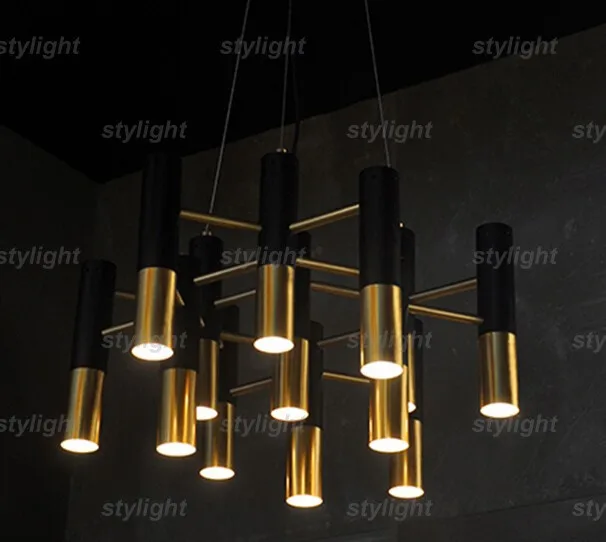 Современный дизайн люстра подвесной светильник столовая гостиная освещения Ресторан черный и цвет золотистый