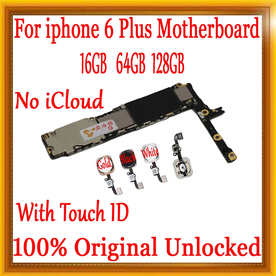 16 Гб/64 Гб/128 ГБ оригинальная разблокированная материнская плата для iphone 6 plus с сенсорным ID/без Touch ID, материнская плата для iphone 6Plus