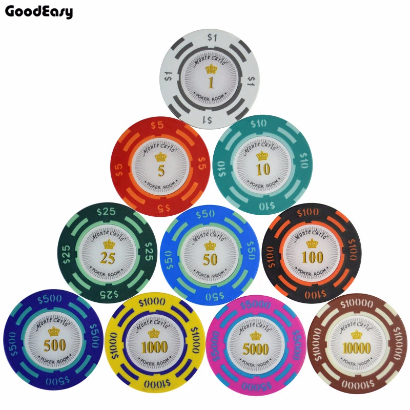 

5PCS/LOT Professional Texas Poker Chips Entertainment Dollar Coins Color Sticky Clay Chips Currency Wholesale Cheap Chips 14g