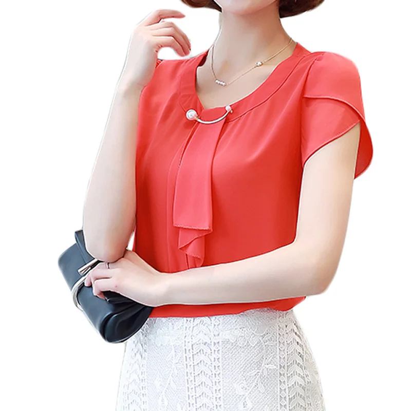 Good quality Women Blouses 2017 Women Summer Chiffon Blouse Elegant