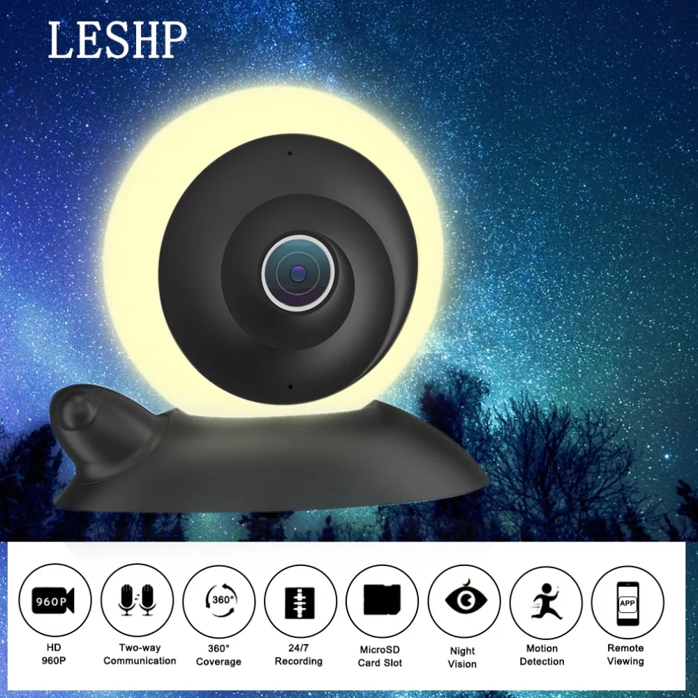 

LESHP Panoramic Secirity Camera Wifi HD 960P Two-way Communication Night Vision Camera Motion Detection Remote Viewing Monitor