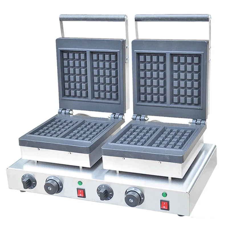 

Jamielin Electric Belgium Waffle Iron Machine Commercial Double Head Square Belgian Waffle Making Machine Snake Equipment