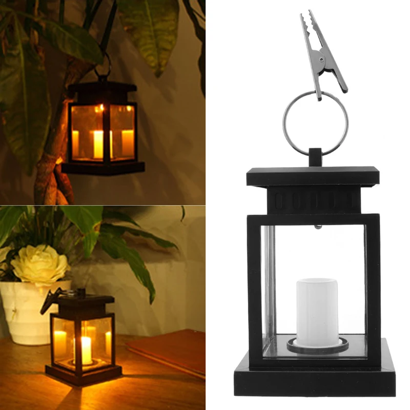 Outdoor Hanging Candle Lamp LED Solar Powered Garden Wall Carriage