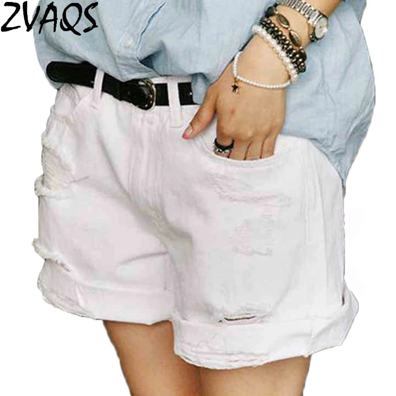 

New Arrival 2018 Summer Hot Casual Vintage Denim Shorts For Women White Pink Black Plus Size Loose Cotton Shorts Jeans S3215