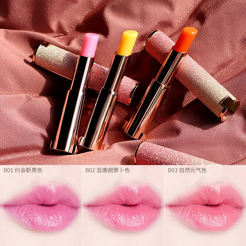

Xixi starry lipstick 3 colors pink Carotene waterproof long lasting temperature change color moisturizing lip balm AC071