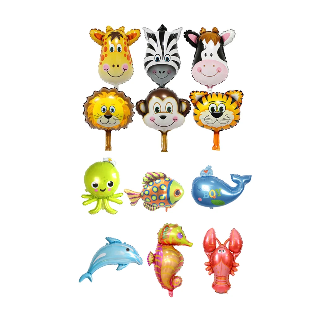 12pcs/Set Lovely Cartoon Animal Foil Balloon Kids Toy Birthday Baby Shower Inflatable Party Decorations