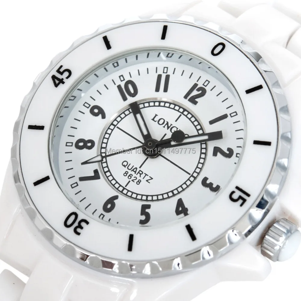 Luxury White Ceramic Water Resistant Classic Easy Read Sports Women Wrist Watch Free Shipping Top Quality